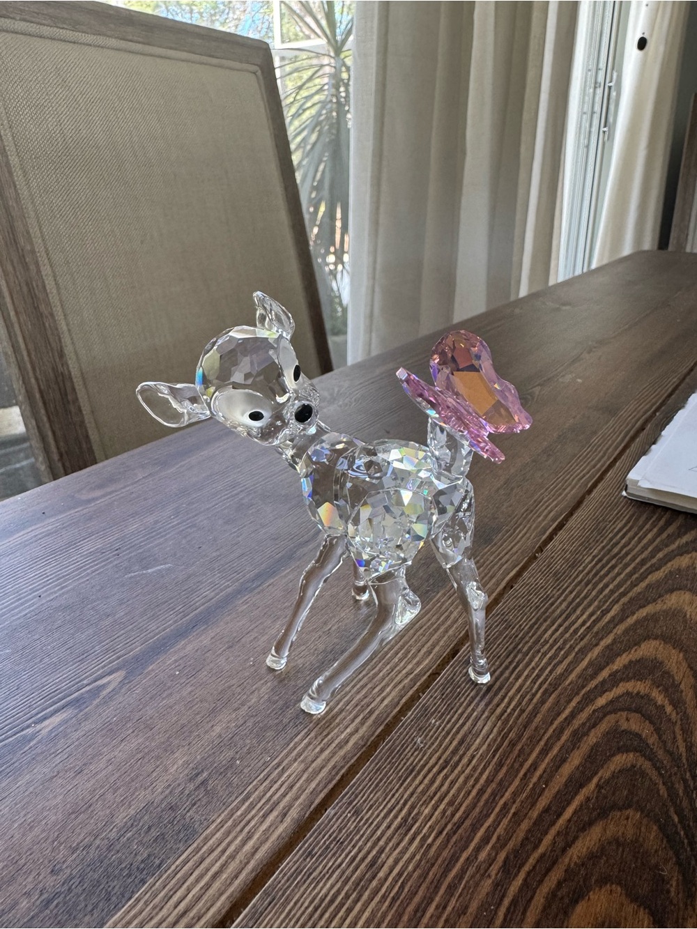 Swarovski Crystal Bambi Figurine with Pink Butterfly